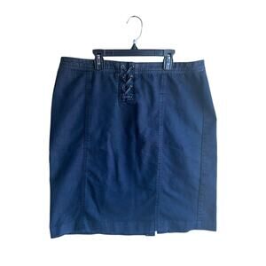 Talbots Women's Lace-up Front Mini Skirt Dark Blue Size 16